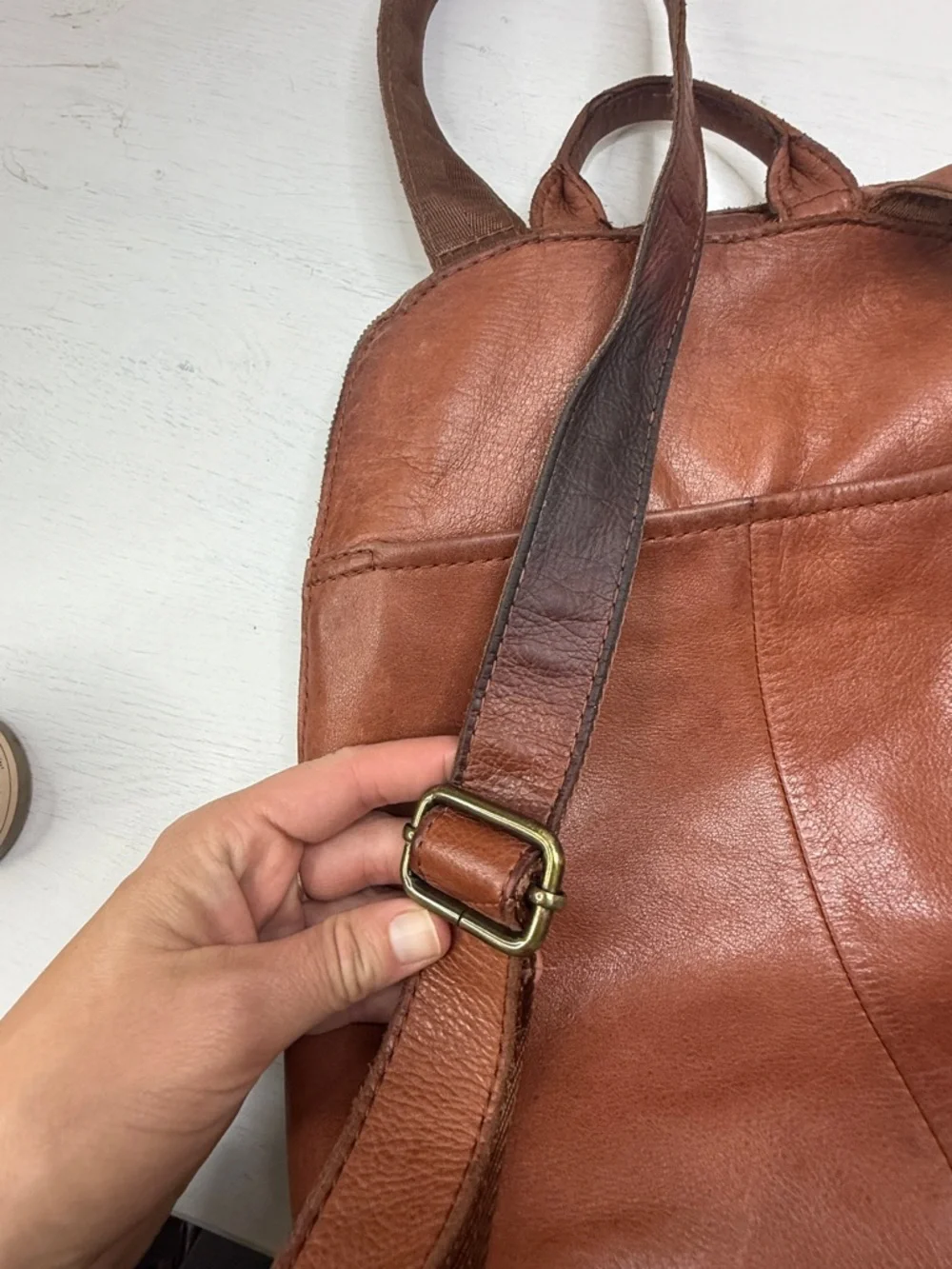 Leather Men's Tan Leather Backpack - Classic Everyday Carry